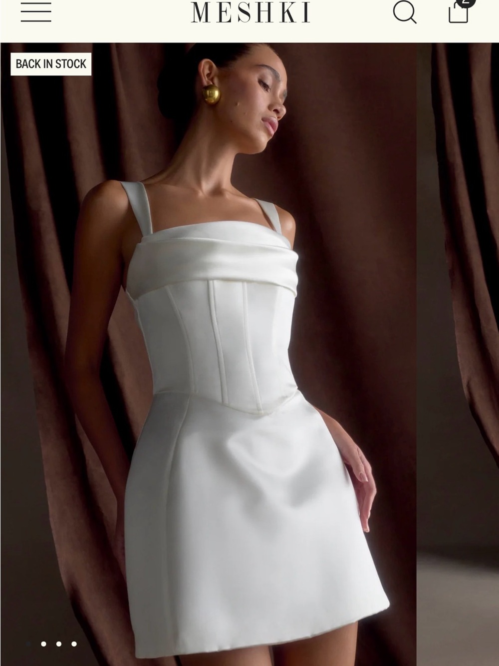 Meshki Isabel Satin Corset Mini Dress / White